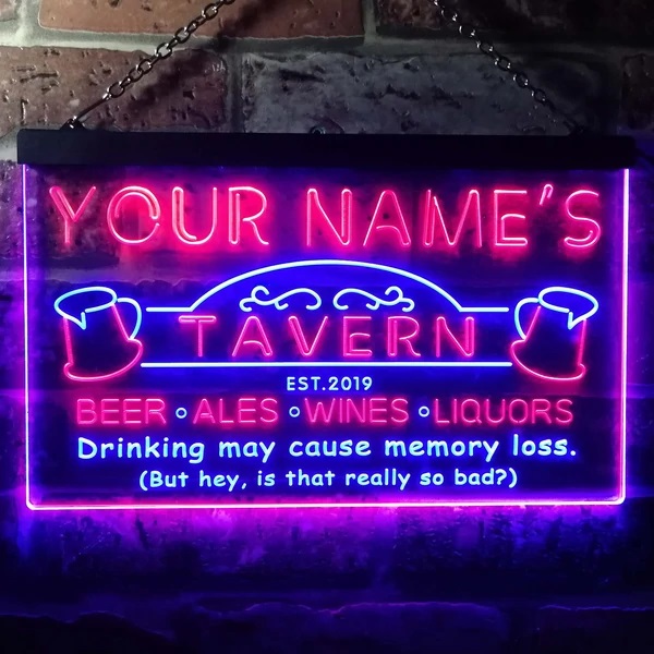 Personalized Tavern Dual LED Neon Light Sign